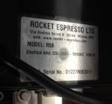 Rocket R58 - picture of serial number and electrical specs.jpg